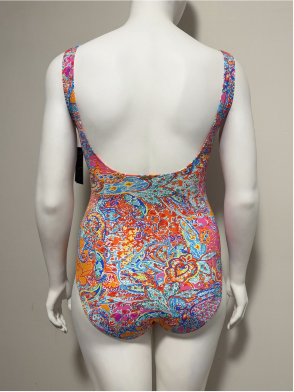 Ralph Lauren Size 12 Bold Multicolor Surplice Printed One-Piece Swimsuit NWT - Picture 4 of 6